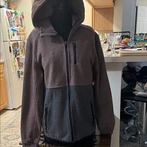 Rip Curl Men's Zip Up Sweater - Brown and Gray